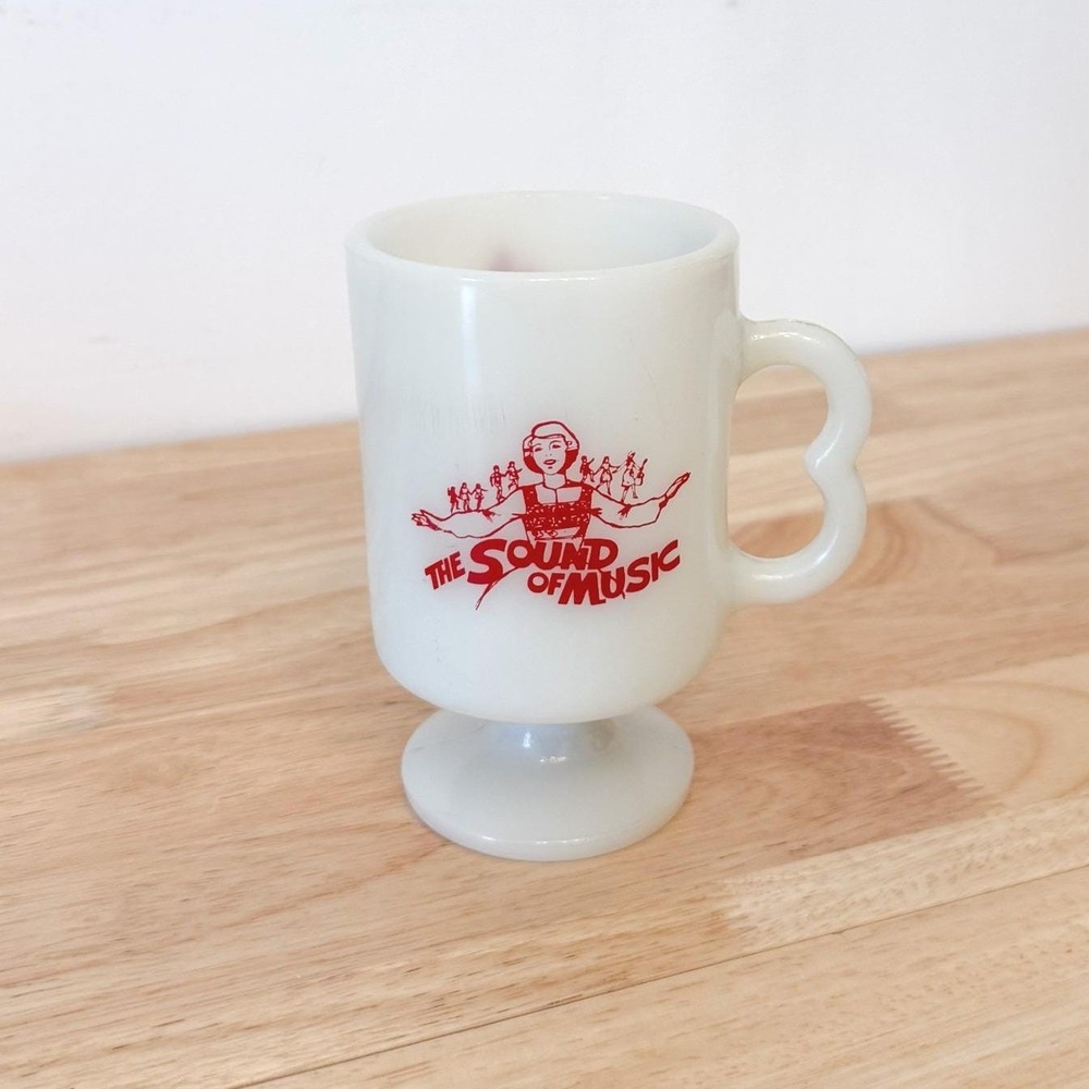 Sound of Music Milk Glass Coffee Mug Vintage - Fireside Fort Atkinson, Wisconsin